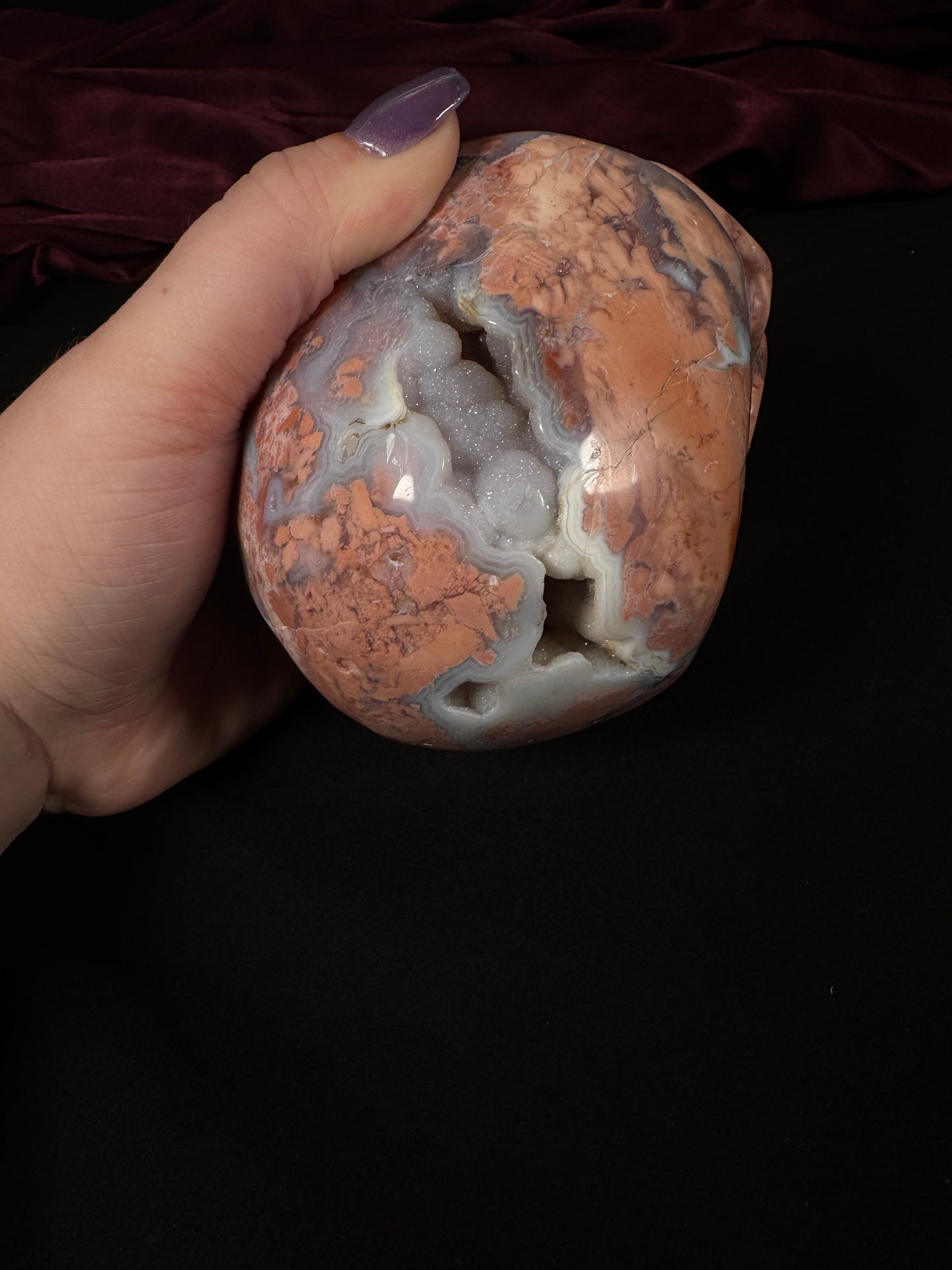 Cotton Candy Agate Skull