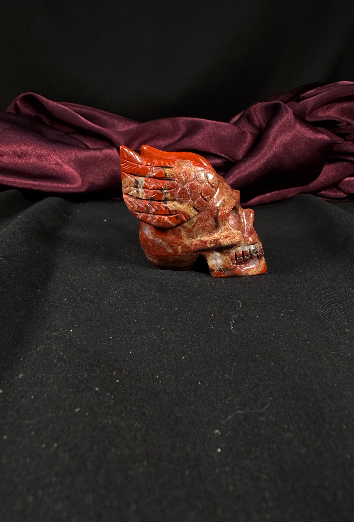 Red Jasper w/ Wings Skull