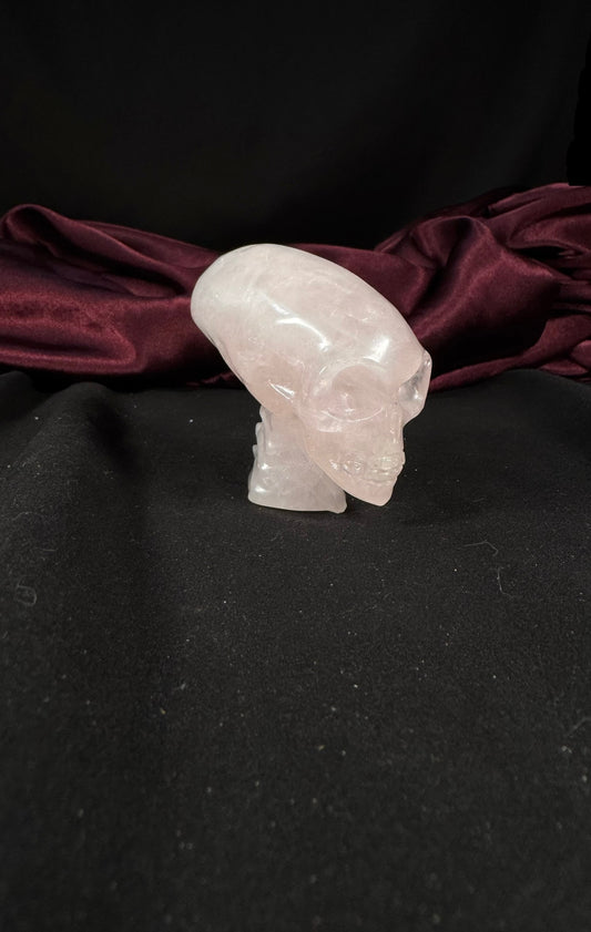 Rose Quartz Alien Skull