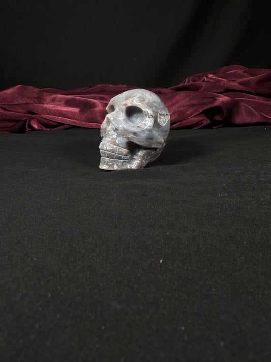 Blue Flower Agate Skull
