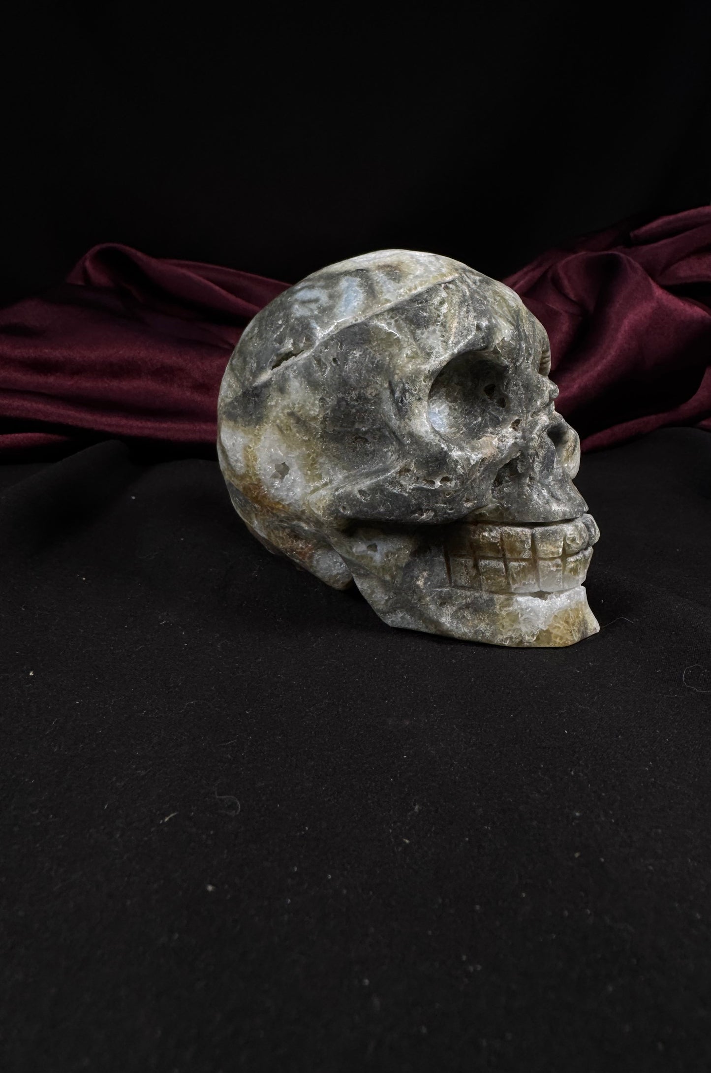 Moss Agate Skull