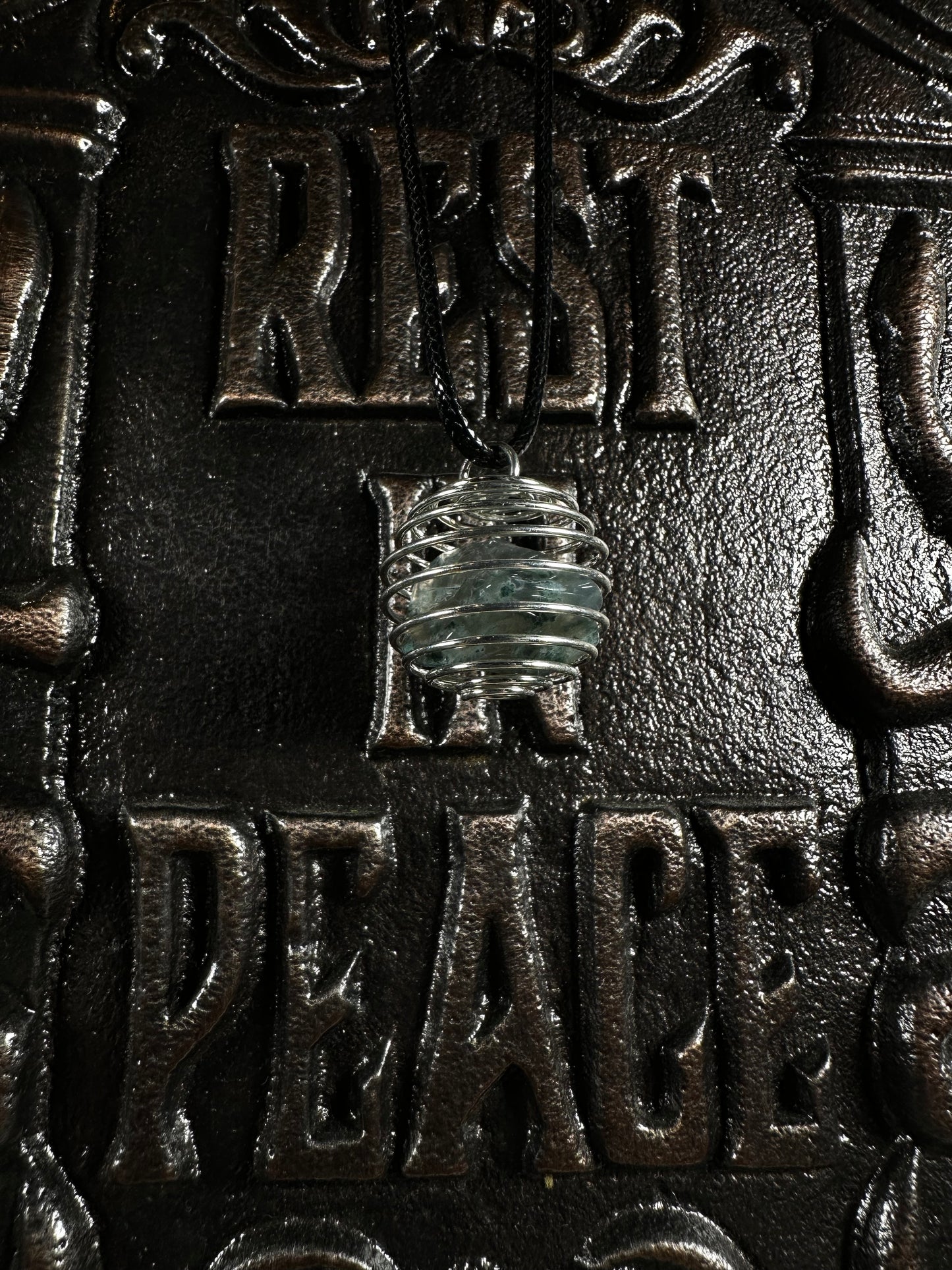 Moss Agate Cage Necklace