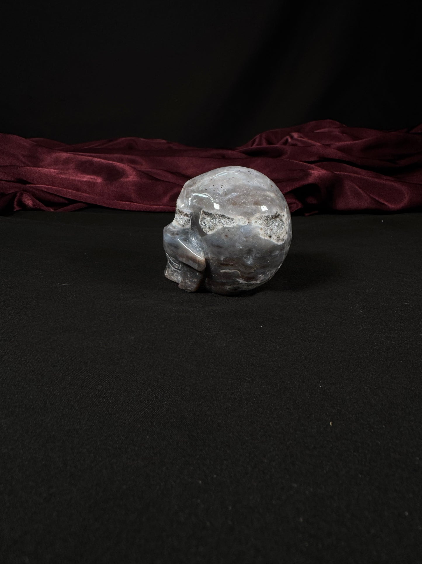 Blue Flower Agate Skull