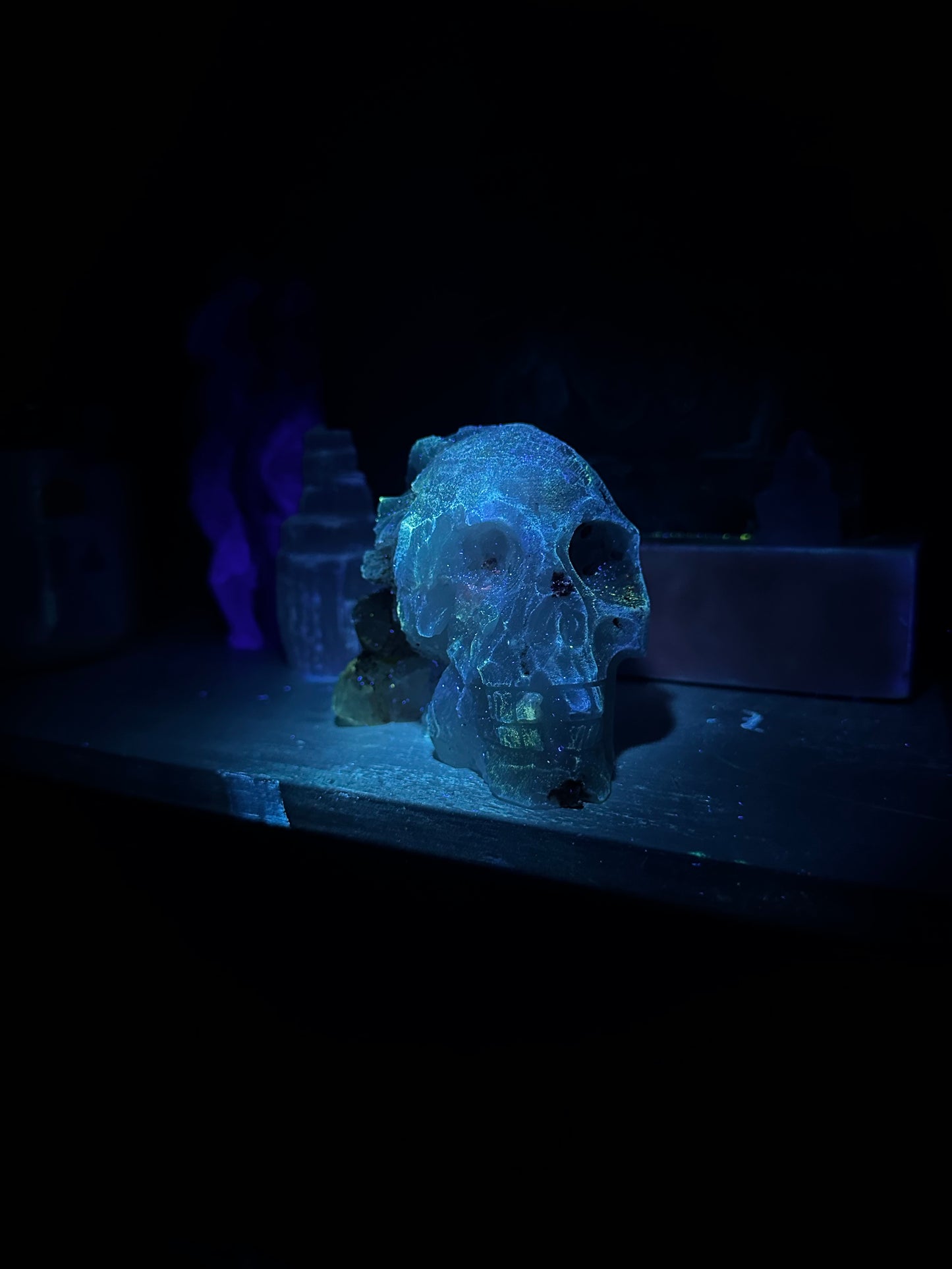 Clear quartz half Raw skull