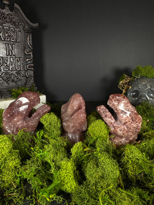 Natural Strawberry Quartz Dinosaur Heads