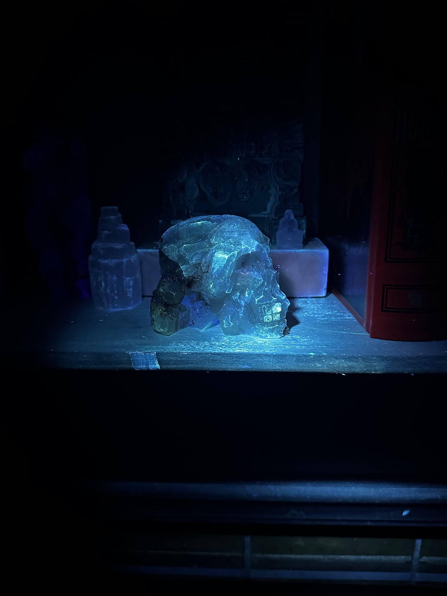 Clear quartz half Raw skull