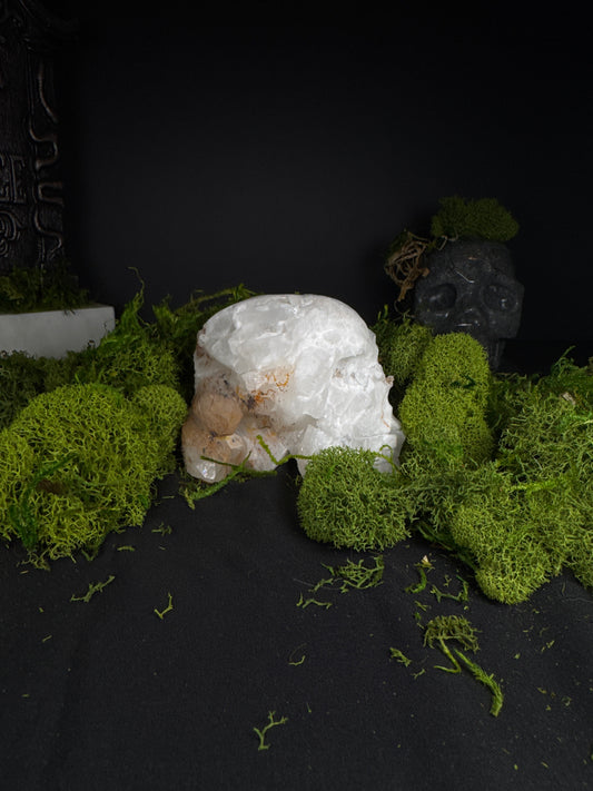 Clear quartz half Raw skull