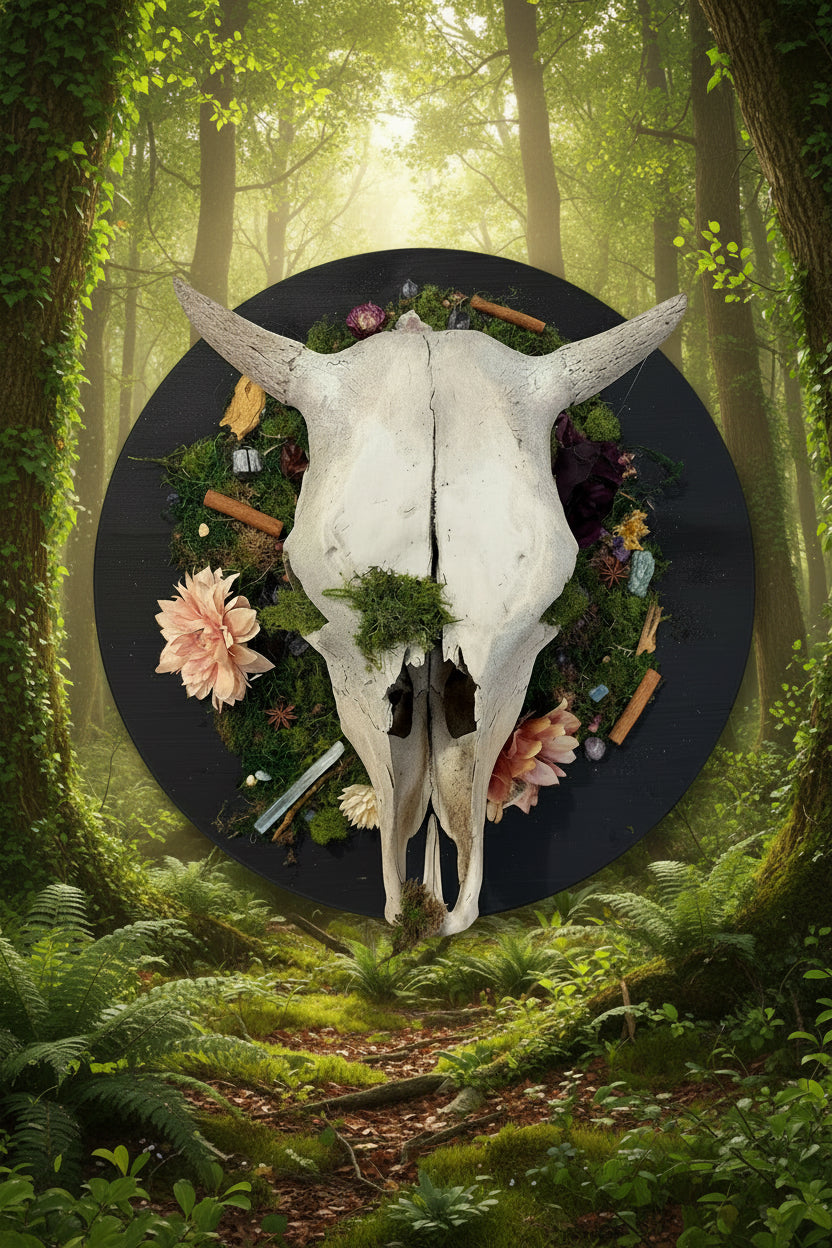 Mounted Bull Skull Wall Art