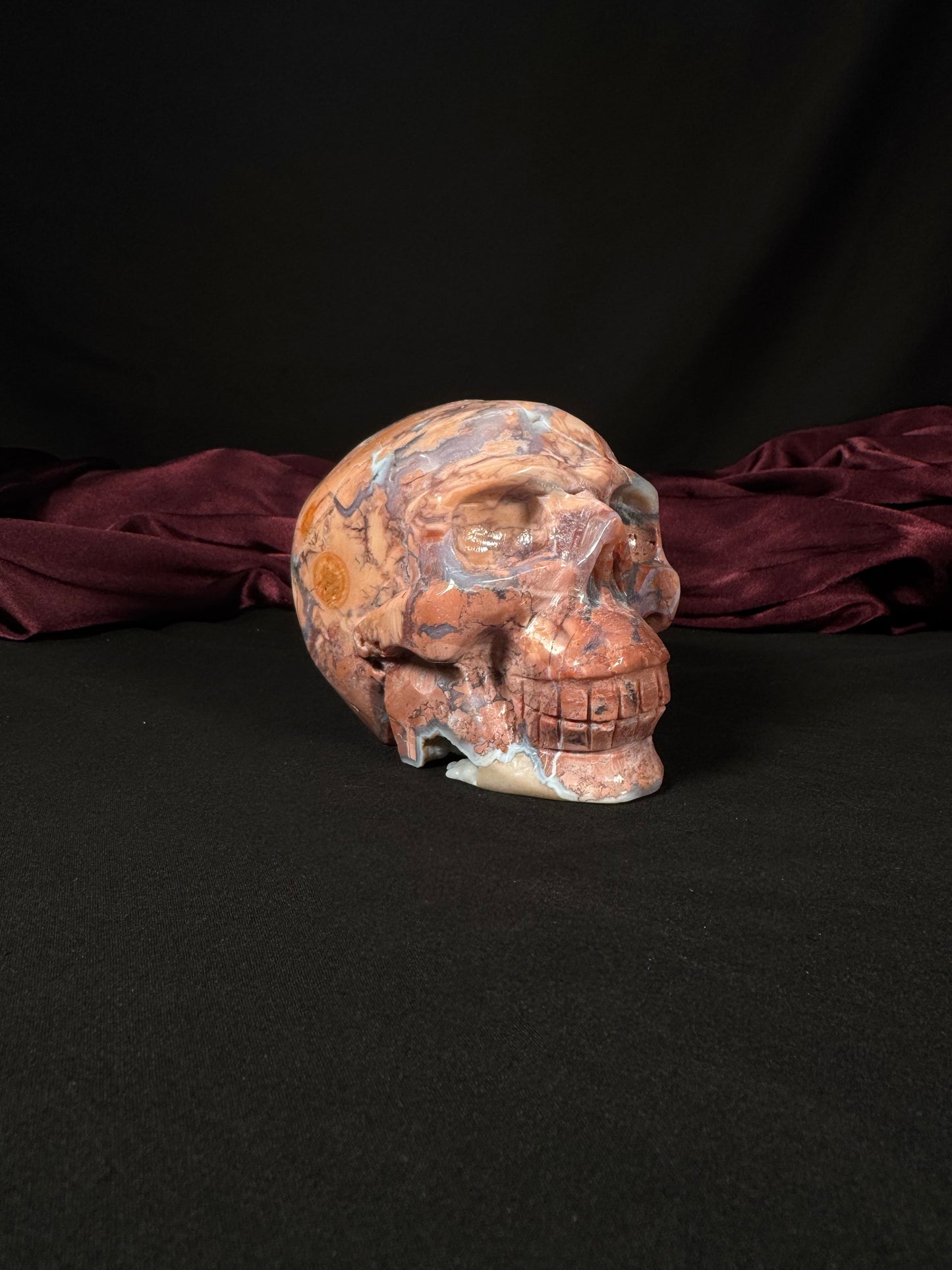 Cotton Candy Agate Skull