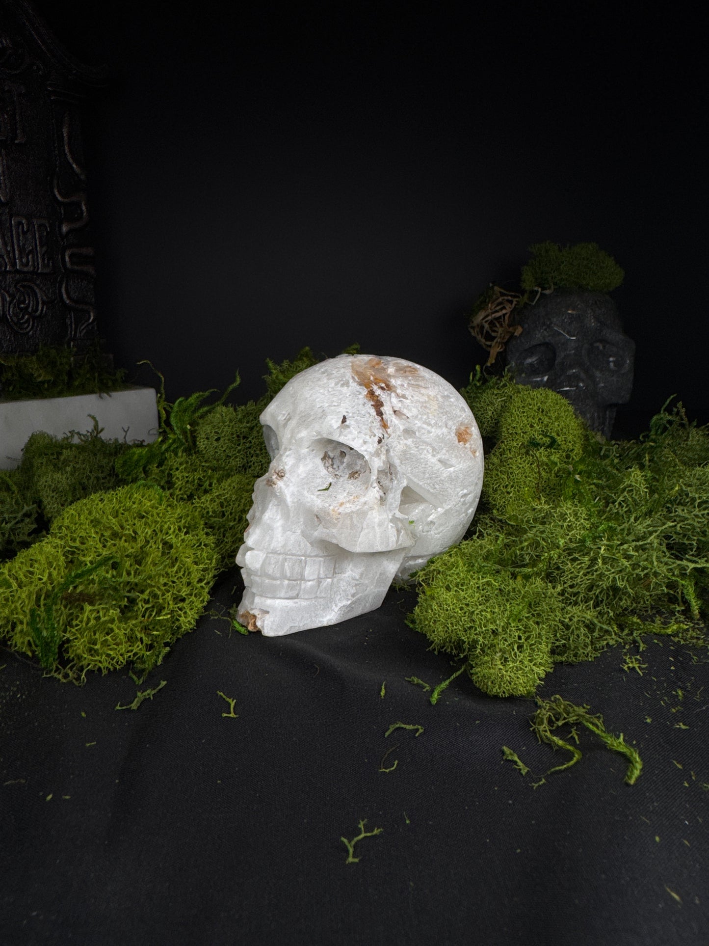 Clear quartz half Raw skull