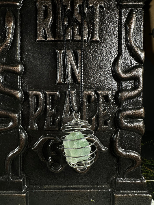 Green Fluorite Cage Necklace